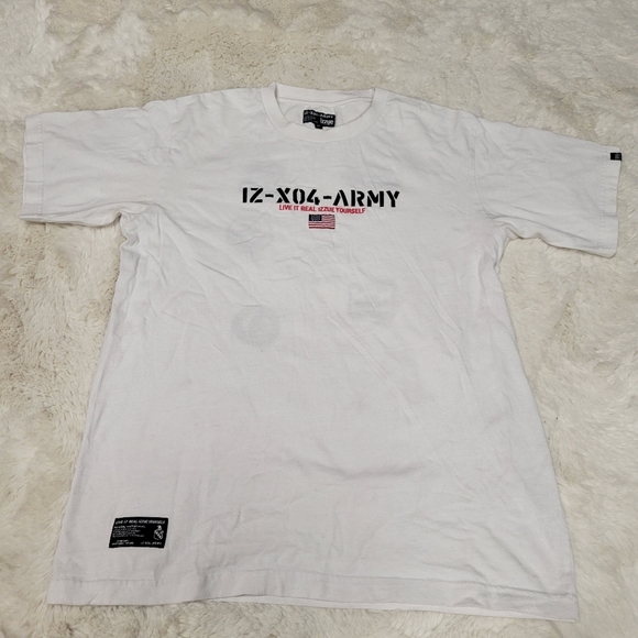 Izzue Army IZ-X04-ARMY Men's M White Embroidered Patch T Shirt - Picture 1 of 5